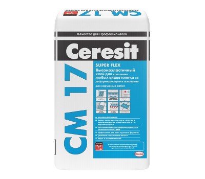 CERESIT CM-17 AERO Высокоэластичная клеевая смесь AERO Super Flexible, мешок 25 кг CERESIT CM-17 AERO Высокоэластичная клеевая смесь AERO Super Flexible, мешок 25 кг