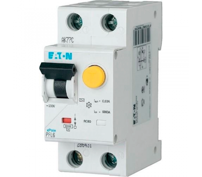 Дифференциальный автомат "HNB" 6кА, 2Р, 16А, С, 30mA, тип "АC". Eaton