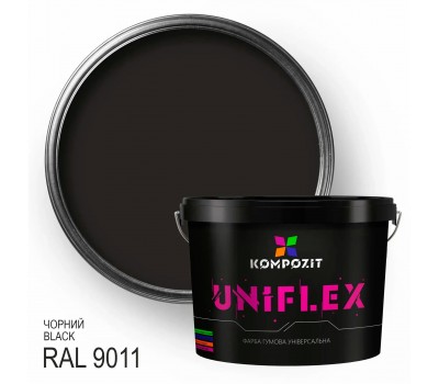 Краска резиновая UNIFLEX Kompozit, черный RAL 9011, 12 кг