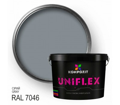 Краска резиновая UNIFLEX Kompozit, серый RAL 7046, 12 кг