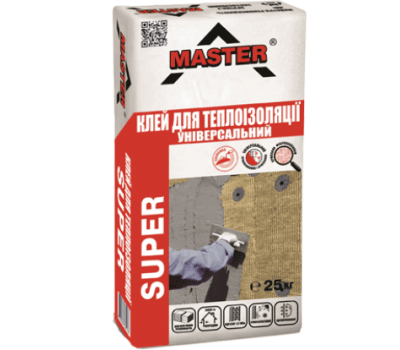 MASTER SUPER Еластичний універсальний клей для влаштування систем теплоізоляції, 25кг MASTER SUPER Еластичний універсальний клей для влаштування систем теплоізоляції, 25кг