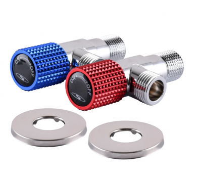 Комплект кранов угловых керамика SOLOMON EXCLUSIVE 1/2"X1/2" 9889 RED/BLUE